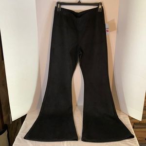NWT: “Forever 21” Womens Black Elastic Waist Flare Pants- Size L
